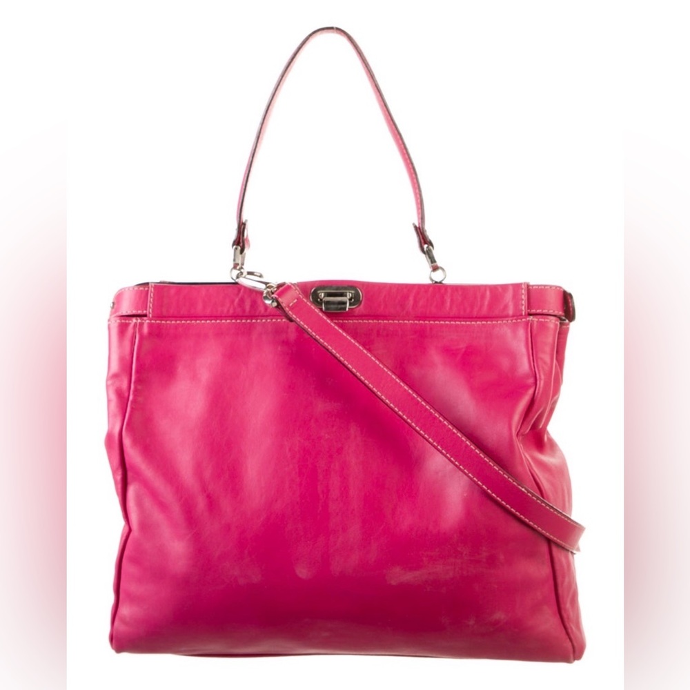 Laurent Effel Elegant Pink Leather Tote Bag